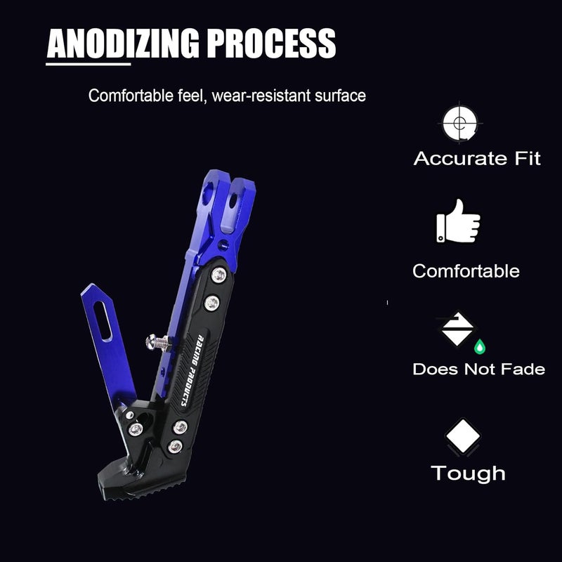 GWH Motorcycle Universal Kickstand Adjustable Modified CNC Aluminum Alloy Adjustable Tripod Holder Kickstand Foot Side Support Stand Motor Scooter Motorbike Motocross Electric Dit Pit Bike （Red) (Blue) - Image 4
